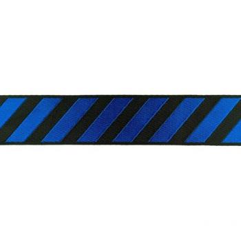 Gurtband 4 cm breit mit Streifen Schwarz/Royalblau glänzend